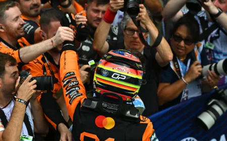 Three in a row Piastri wins in Miami to lead McLaren one-two