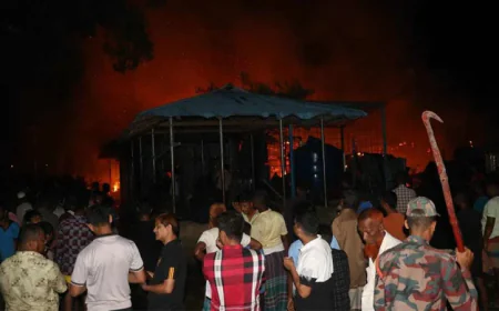 Fire Destroys 30 Shops in Baghaichhari