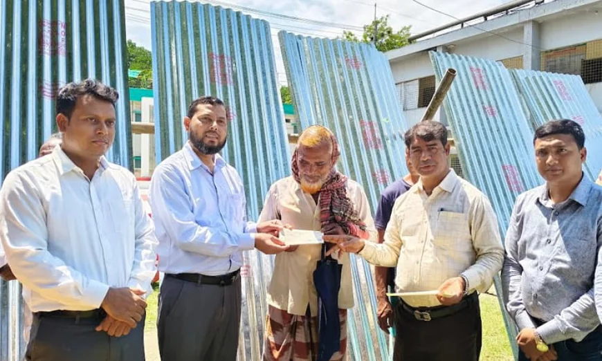 Relief Aid Distributed in C'nawabganj: CI Sheets, Cash, and Dry Food Provided