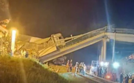 Seven Killed as Bridge Collapses onto Railway in Russia