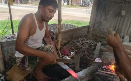 Blacksmiths busy ahead of Eid-ul-Azha in Patnitala
