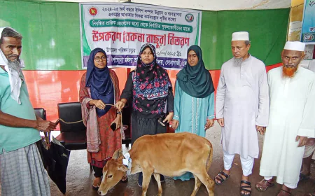 Beneficiaries get cow calves, fish feed in Sonagazi