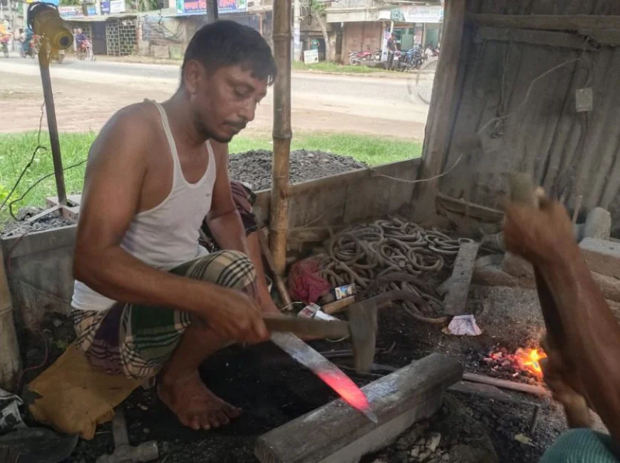 Blacksmiths busy ahead of Eid-ul-Azha in Patnitala