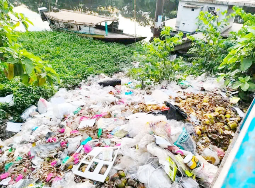Waste being dumped on Titas Riverbanks in Homna