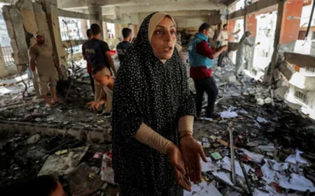 “Gazans Mourn After Israeli Strike Targets School Shelter”