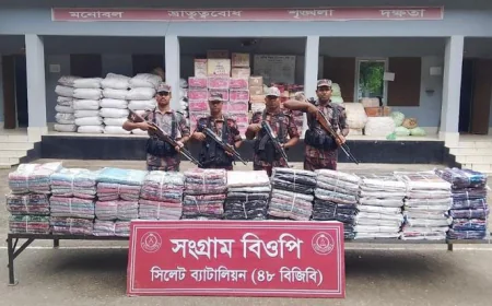 Smuggled goods worth Tk 2.25 crore seized in Sylhet