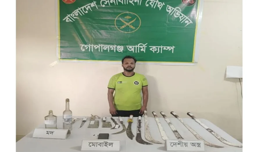 Banned BCL Activist Arrested in Gopalganj with Homemade Weapons