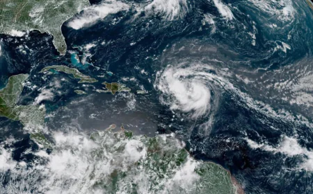 Hurricane Erin Strengthens to Category 2, Heads Toward Caribbean