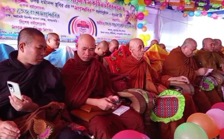 Kathin Chibar Dana Held at Dibbyo Raj Kanan Boudha Vihara in Khagrachari