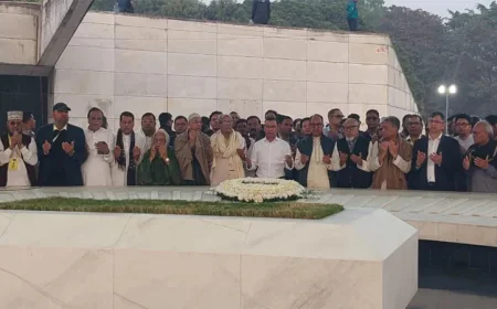Tarique pays tribute at father’s grave alongside thousands of party leaders and activists