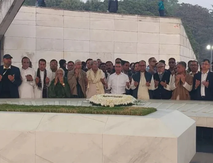 Tarique pays tribute at father’s grave alongside thousands of party leaders and activists