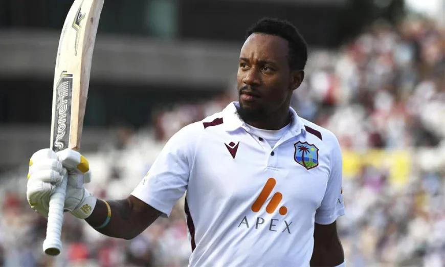 Hodge nears century as West Indies reach 310-4, trail by 265