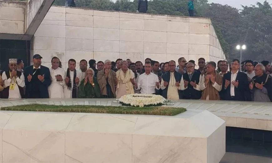 Tarique pays tribute at father’s grave alongside thousands of party leaders and activists