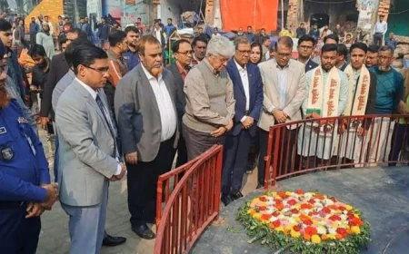 Adilur Rahman pays tribute at July Memorial and martyrs’ graves in Bogura