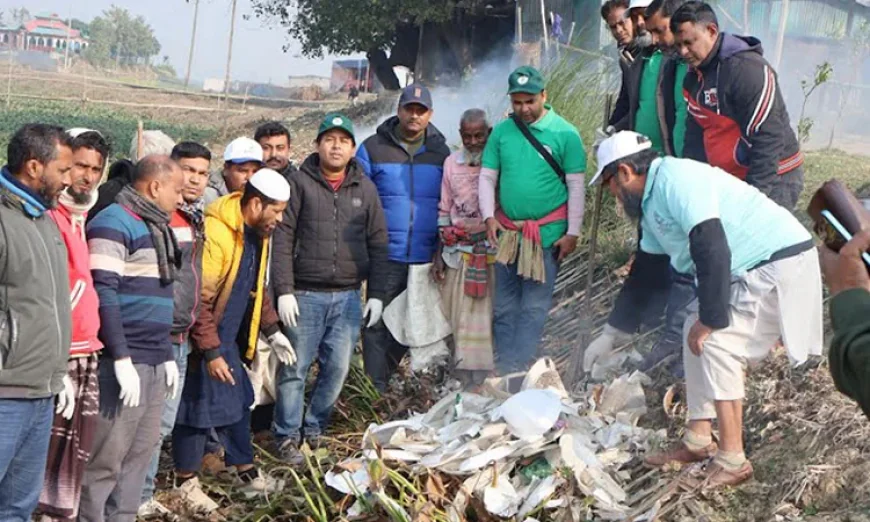 Volunteers lead plastic waste cleanup in Chalan Beel