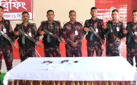 Foreign-made weapons recovered from Rajshahi border