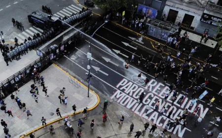 Striking Argentine workers clash with police in protest over labor reforms