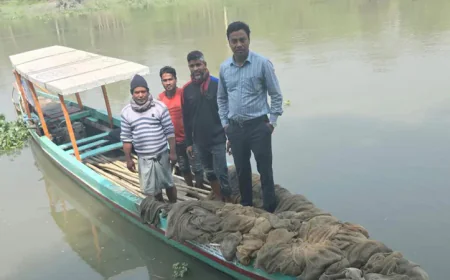 3500 meters of illegal nets, fishing Rods seized from Halda River