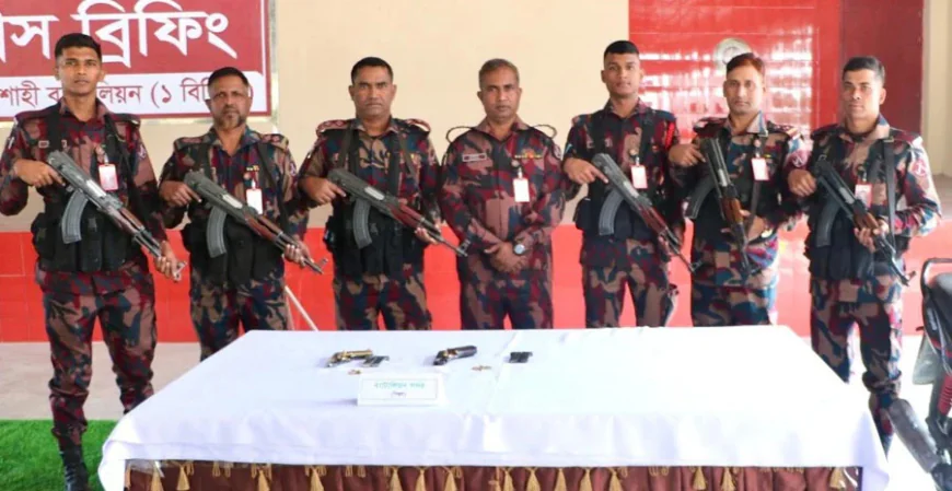 Foreign-made weapons recovered from Rajshahi border