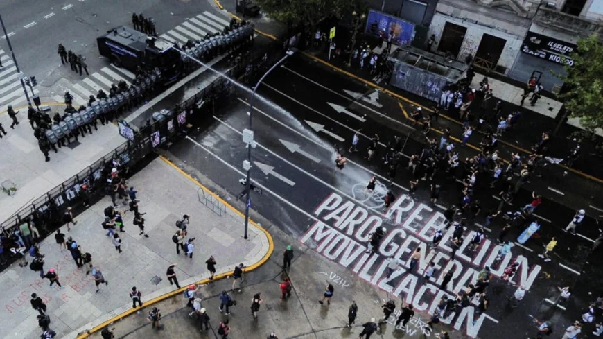Striking Argentine workers clash with police in protest over labor reforms