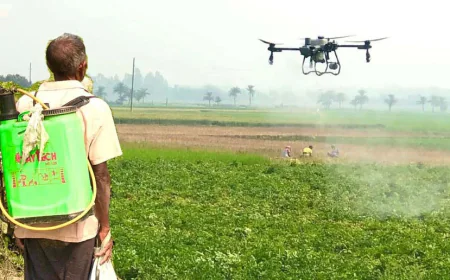 Drone technology used to spray pesticides in Niamatpur