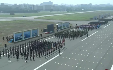 President takes salute, PM witnesses parade at National Parade Square