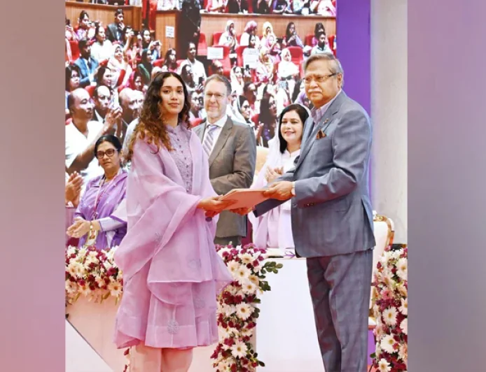 Barrister Zaima Rahman receives Khaleda’s award on International Women's Day