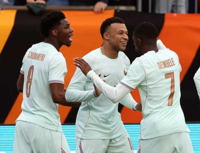 Mbappe on target as France shrug off red card to beat Brazil