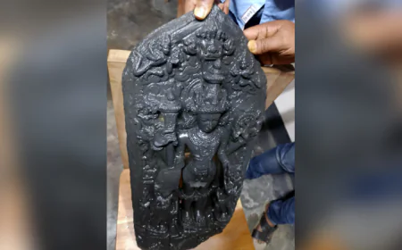 Vishnu Idol made of touchstone found in Dinajpur