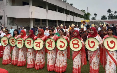 Vibrant Baishakhi Shobhajatra held in Bagerhat