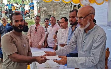 Financial aid distributed among fire victims in Pirojpur