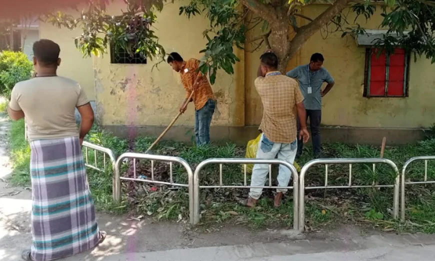 A clean-up drive at the Bagerhat 250-bed hospital