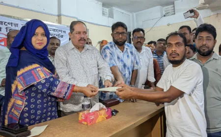 Financial aid distributed to underprivileged families in Barishal