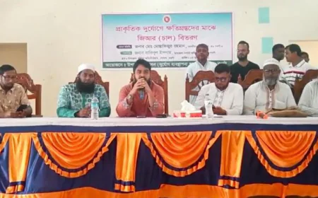 Relief Rice Distributed Among 600 Affected Families in Naogaon