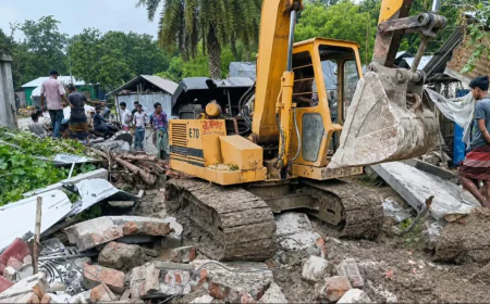 Expatriate son-in-law's house  Demolished with excavator
