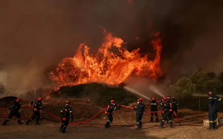 Greece Battles New Wildfire Near Athens as Strong Winds Fuel Blaze