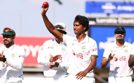 Hasan’s Six-For Bundles Out Australia for 198 in First Innings