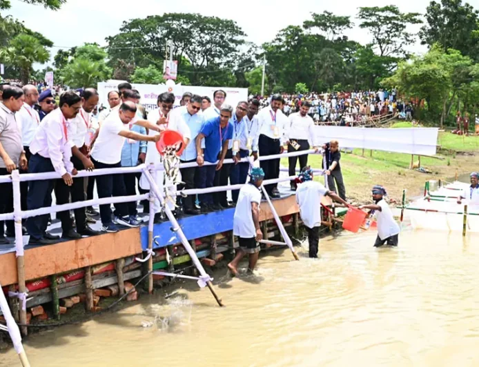 PM Releases Fish Fry Into Brahmaputra River