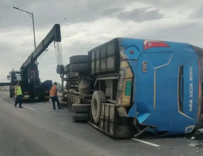 Bus overturns on Padma Bridge slope, 10 injured