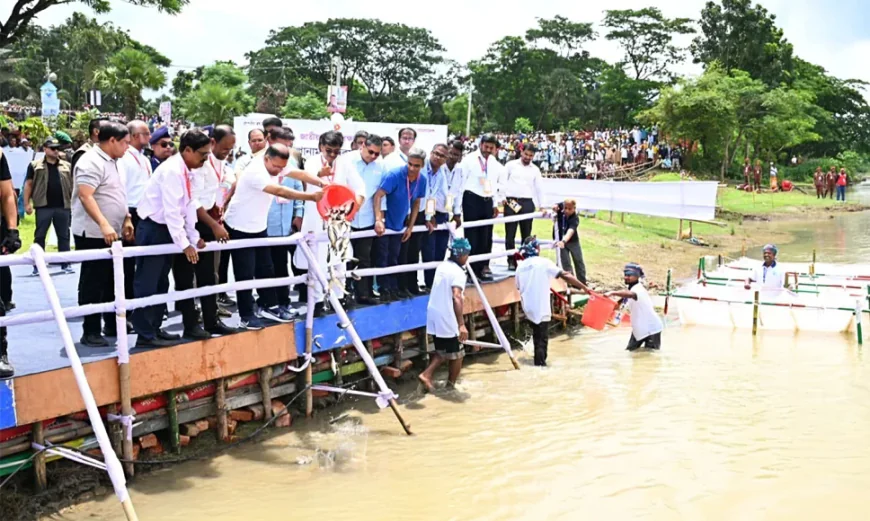 PM Releases Fish Fry Into Brahmaputra River