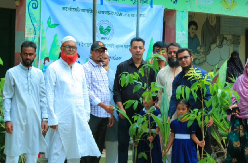 BIFFL plants trees with students of Lotachapli Govt Primary School
