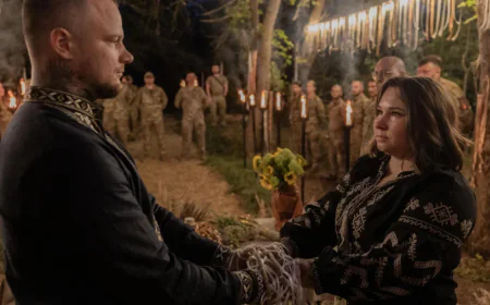 Ukrainian soldiers celebrate love with ritual wedding amid war