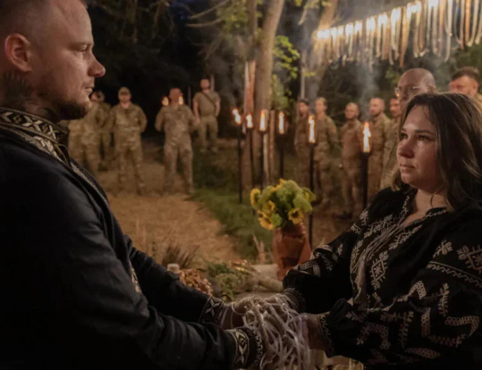 Ukrainian soldiers celebrate love with ritual wedding amid war