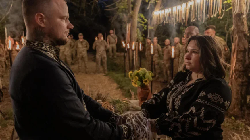 Ukrainian soldiers celebrate love with ritual wedding amid war