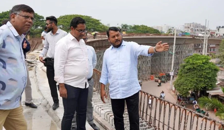 RCC administrator inspects three flyovers under construction in Rajshahi